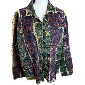 Vintage Bleu Bayou Denim Jacket Womens 1X Blue Jean Embroidered Artsy‎ Boho